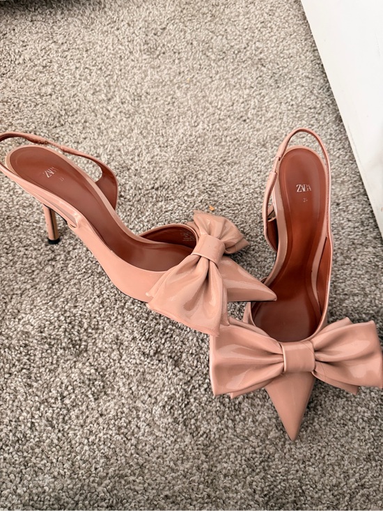 Zara Shoes - Zara Blush Bow Pointed-Toe Slingback Heels